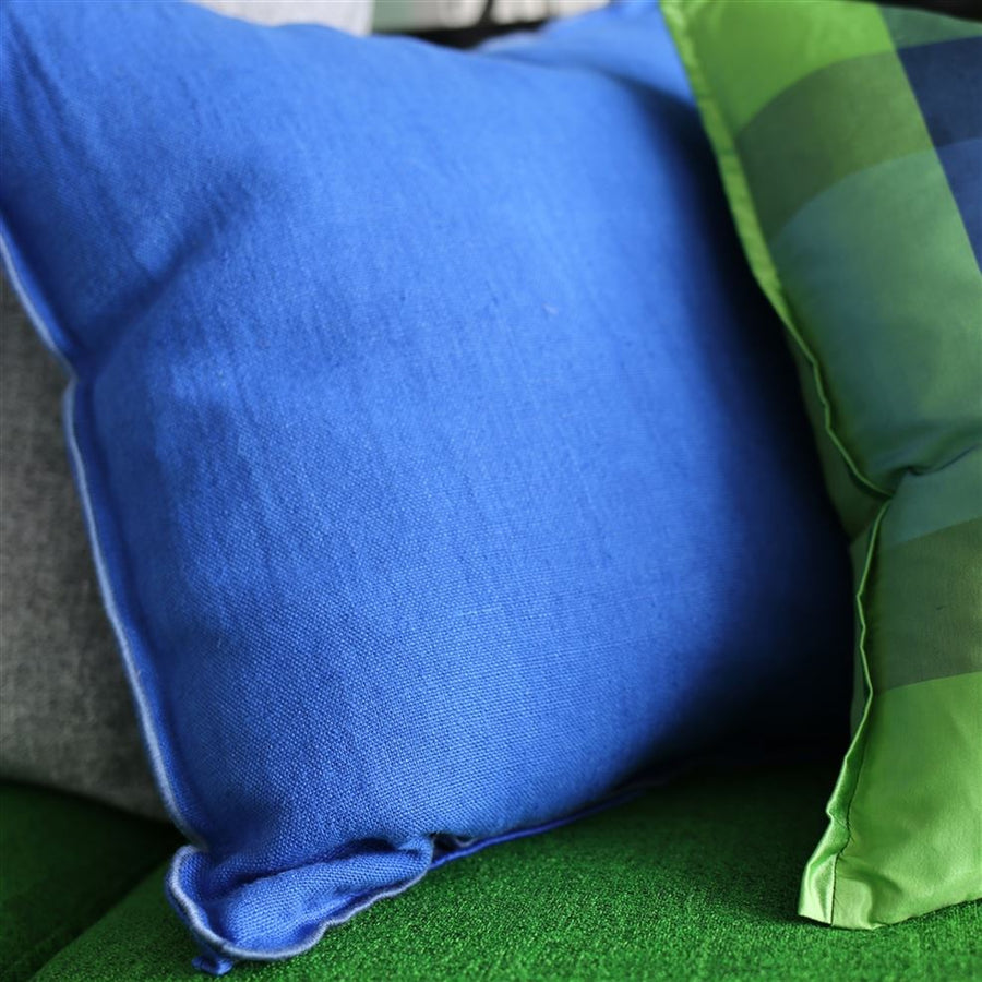 Designers Guild Blue Linen Cushion