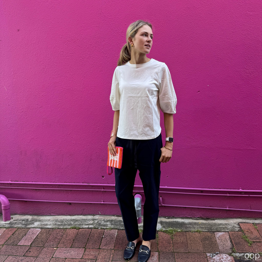 Cable Pima Lantern Sleeve Top
