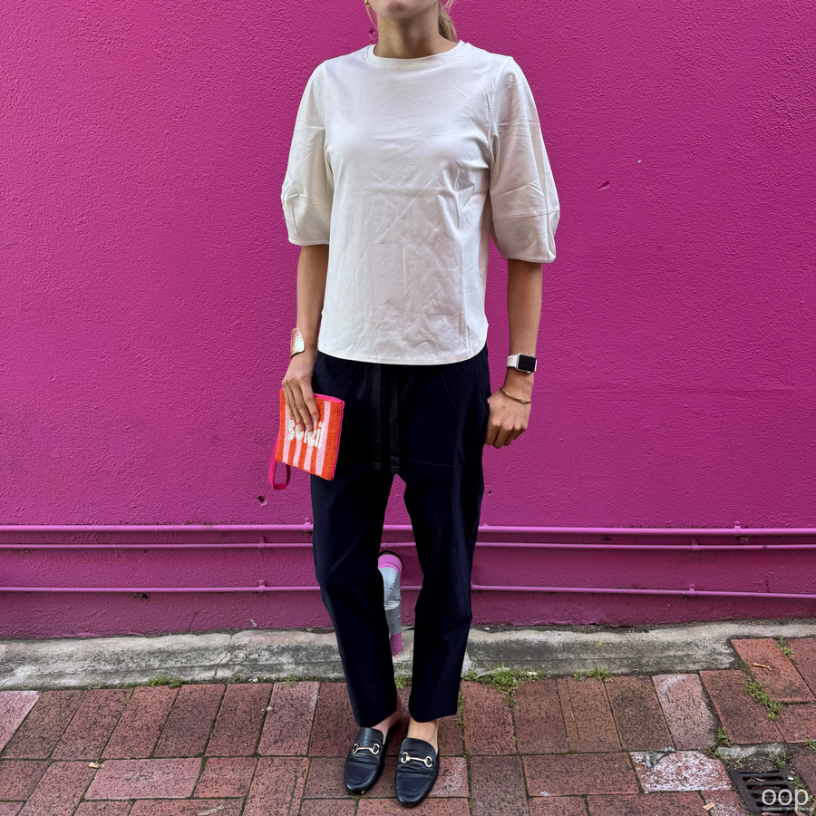 Cable Pima Lantern Sleeve Top