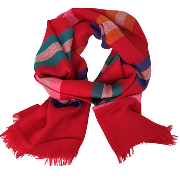 Red Thick Stripe Scarf