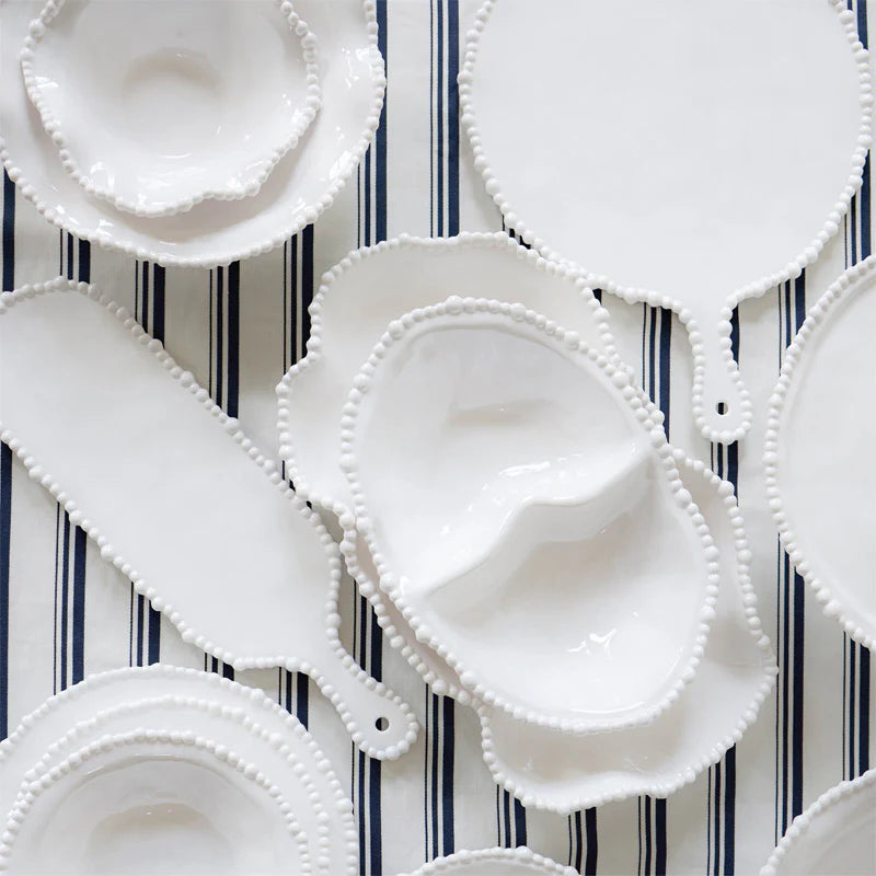 Pearl Melamine Platter Handle Round