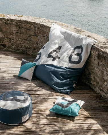 Sailcloth Cushion Turquoise 9 Grey
