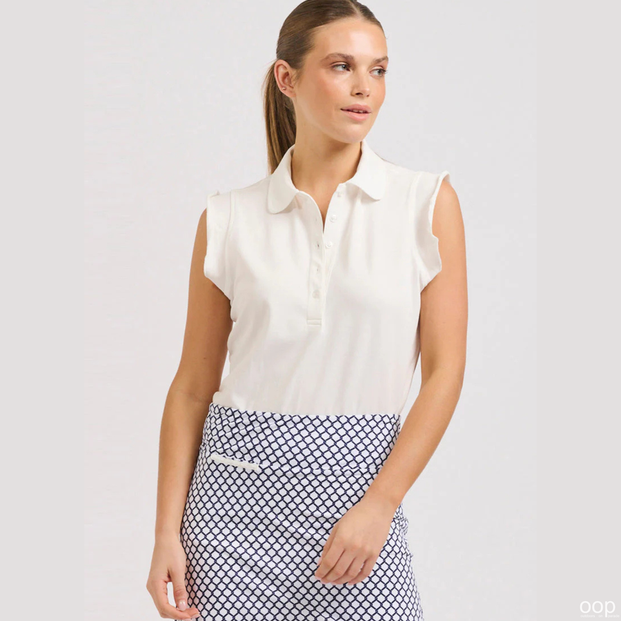 Flutter sleeve polo tee