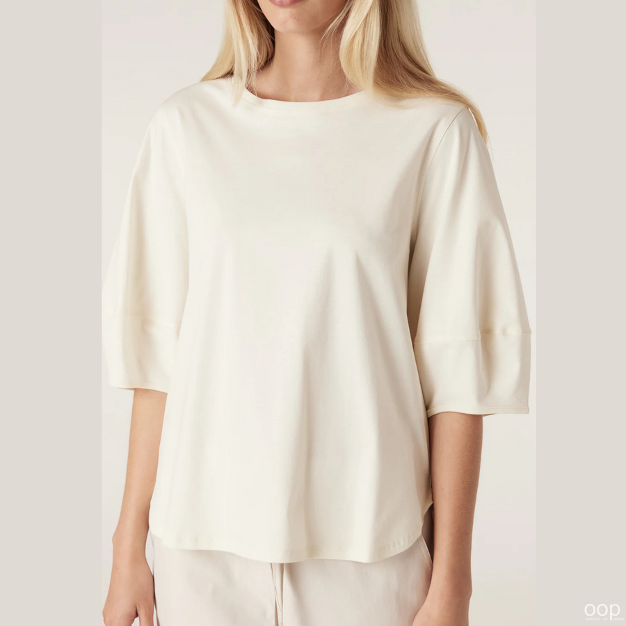 Cable Pima Lantern Sleeve Top