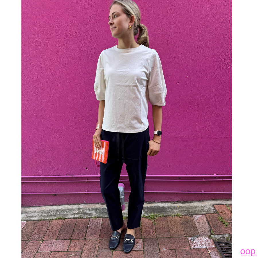 Cable Pima Lantern Sleeve Top