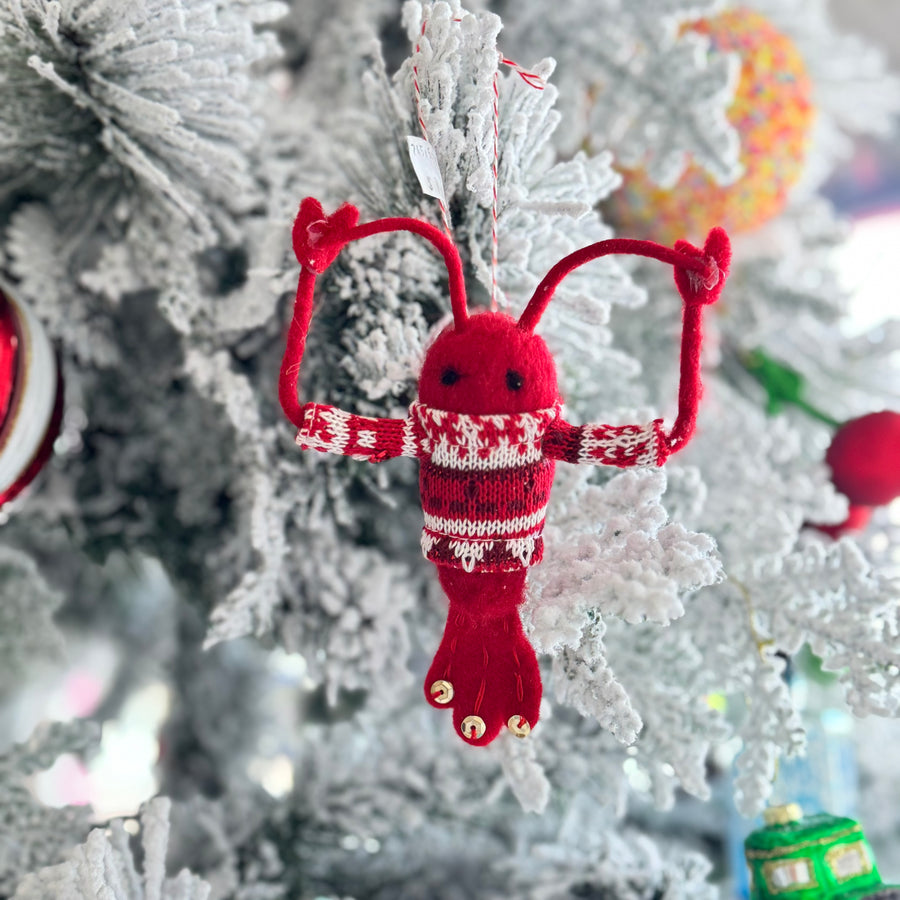Felt Crayfish Christmas Ornament