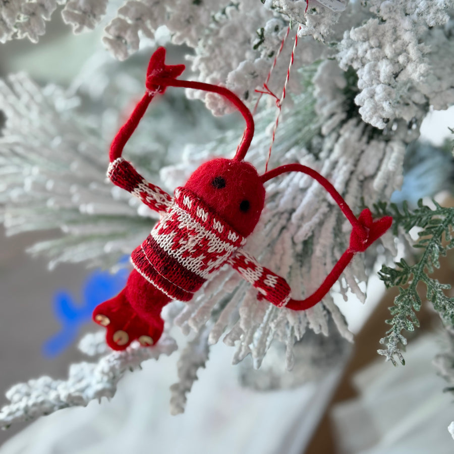 Felt Crayfish Christmas Ornament