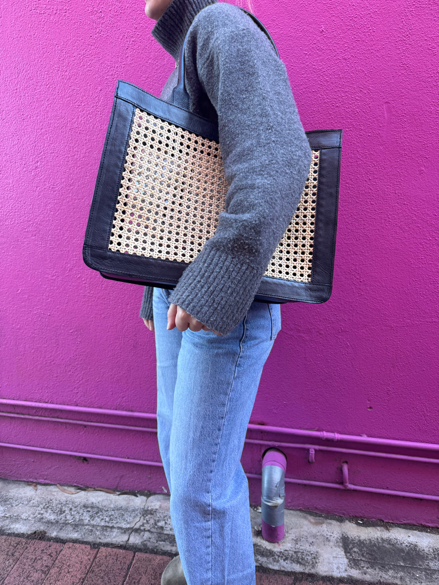 Tan Leather Bag/Basket