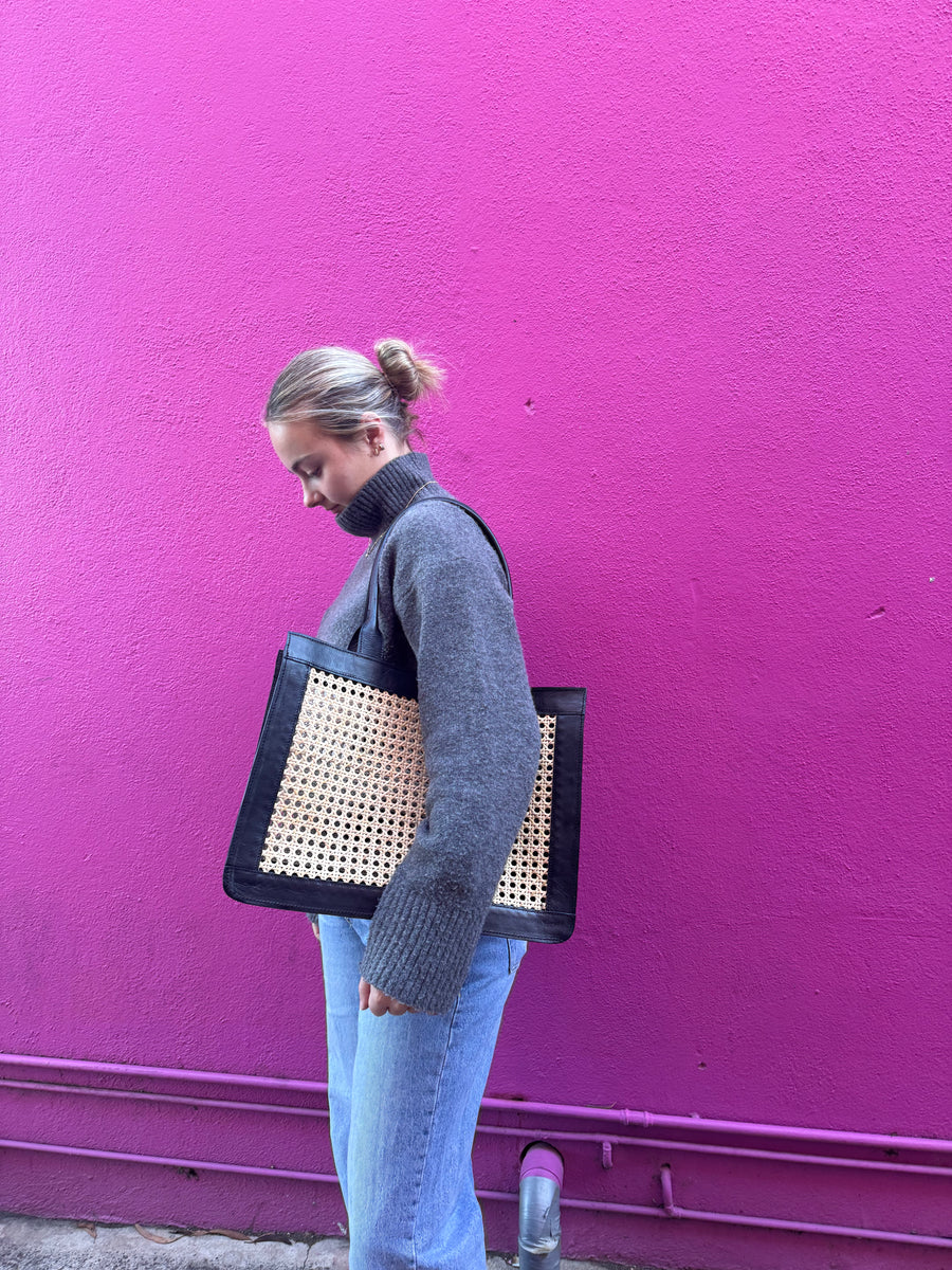 Tan Leather Bag/Basket