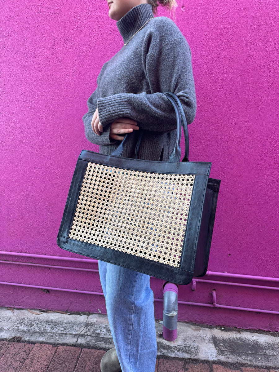Tan Leather Bag/Basket