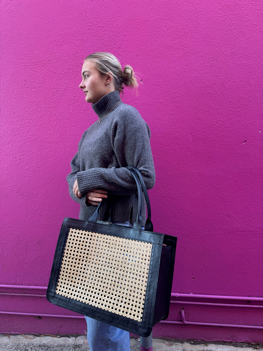 Tan Leather Bag/Basket