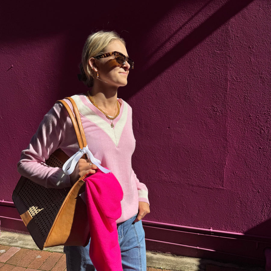 Tan Leather Bag/Basket