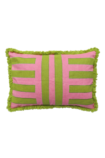 Green & Pink Geometric Cushion