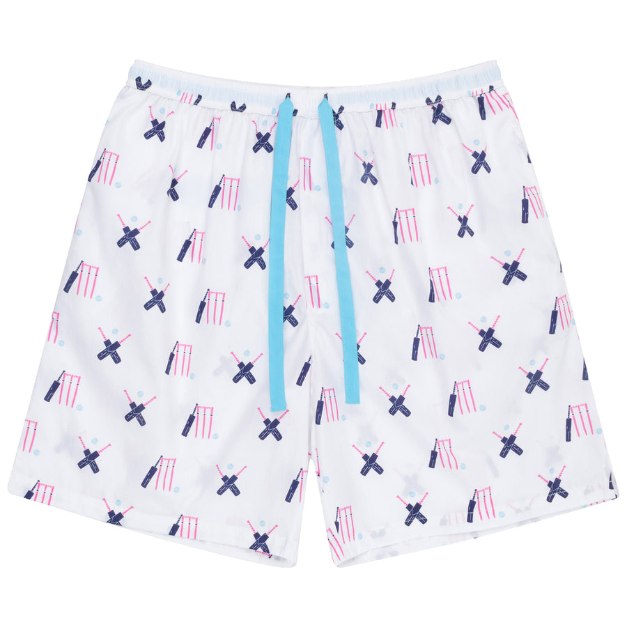 Men's Cricket White PJ Sleep Shorts