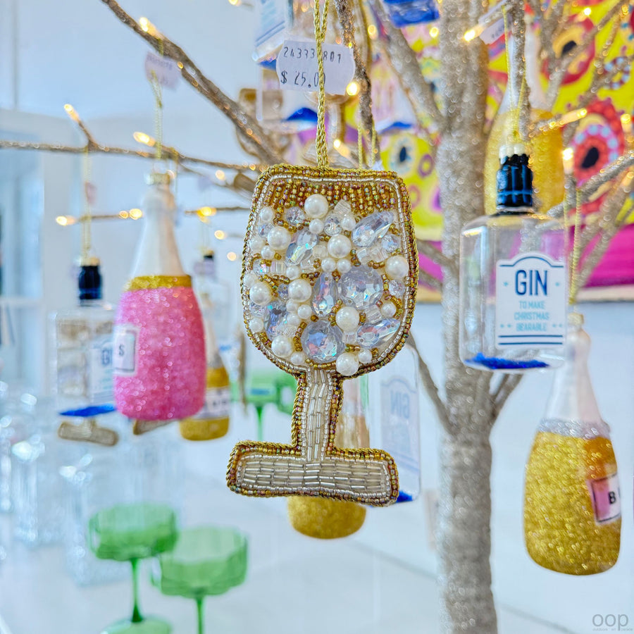 Beads & Pearls Wine Glass Ornament