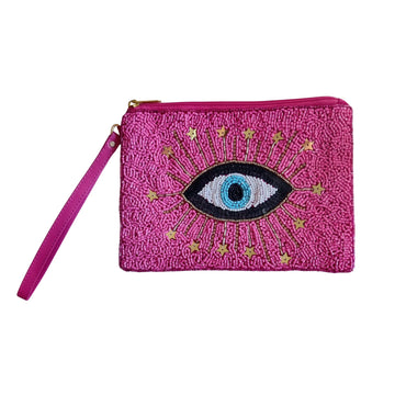 Beaded Eye Clutch Bag