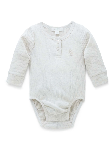 Wheat Rib Henley Baby Bodysuit