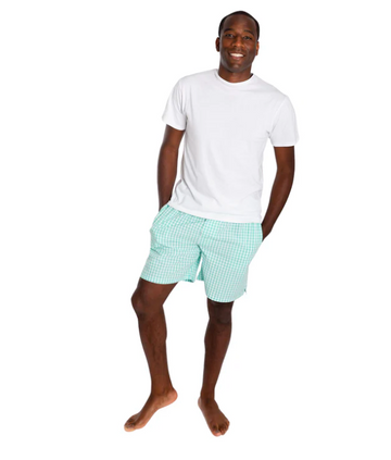 Men's Mint Hepburn Gingham Sleep Shorts