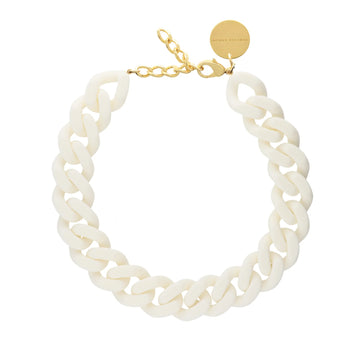 Flat Chain Off White Necklace