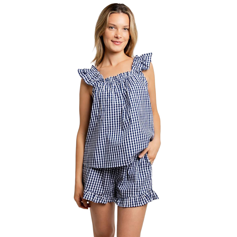 Women's Hepburn Gingham Navy Tank Set