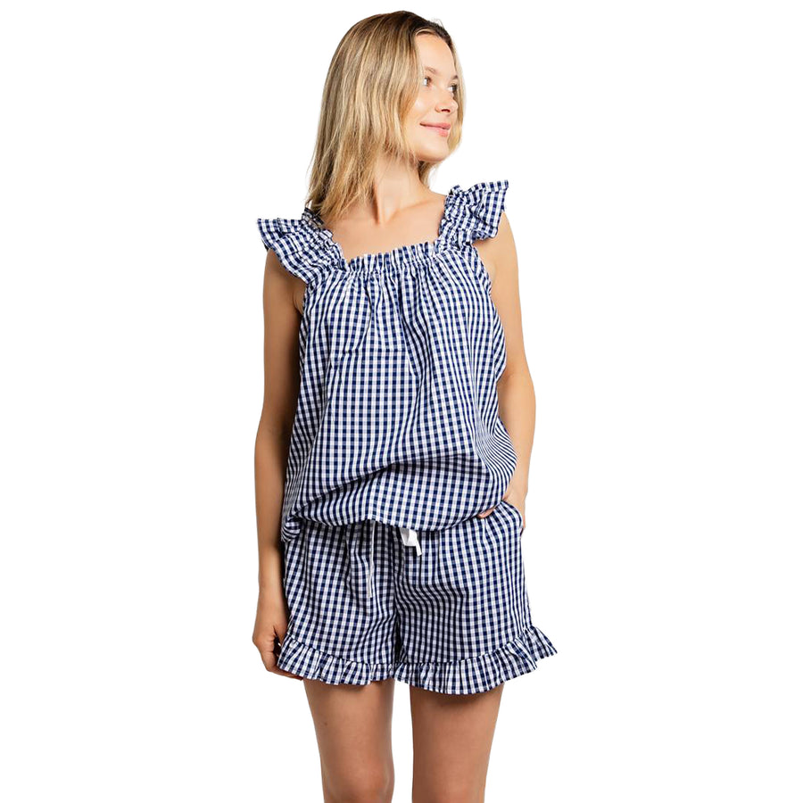 Women's Hepburn Gingham Navy Tank Set