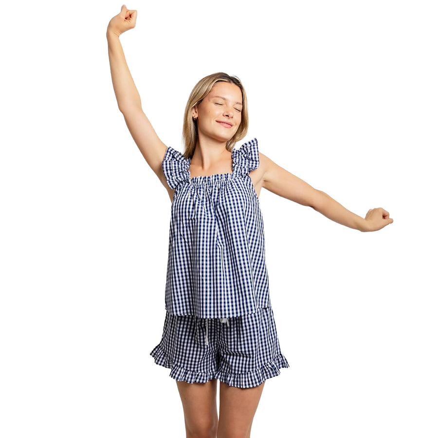 Women's Hepburn Gingham Navy Tank Set