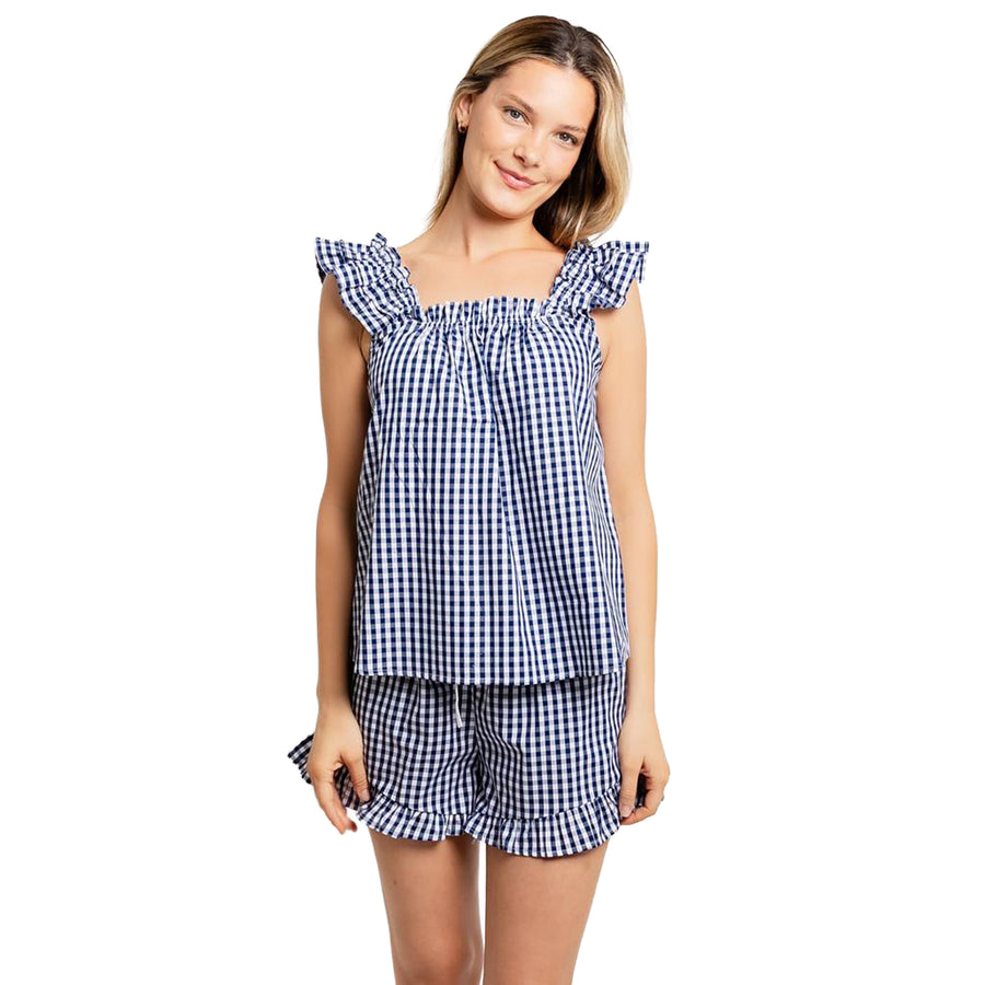 Women's Hepburn Gingham Navy Tank Set