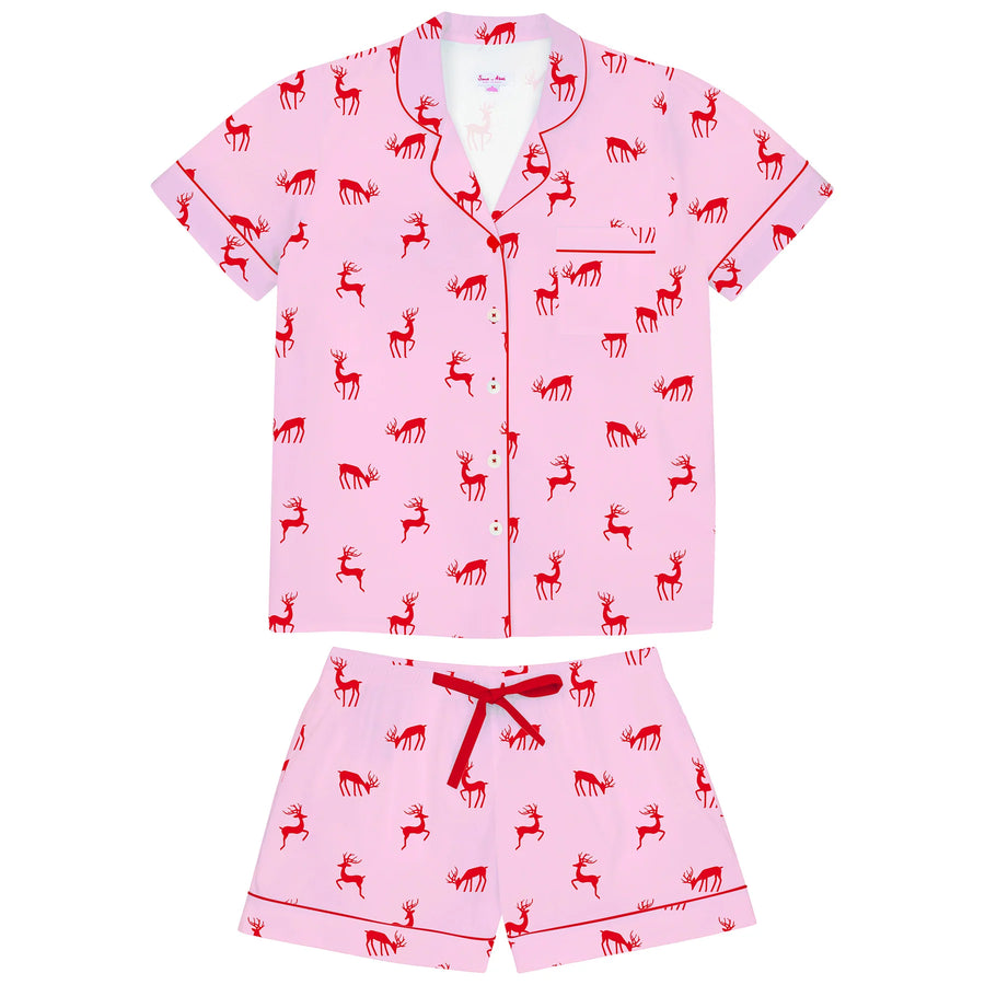 Women's Christmas Reindeer Short PJ Set