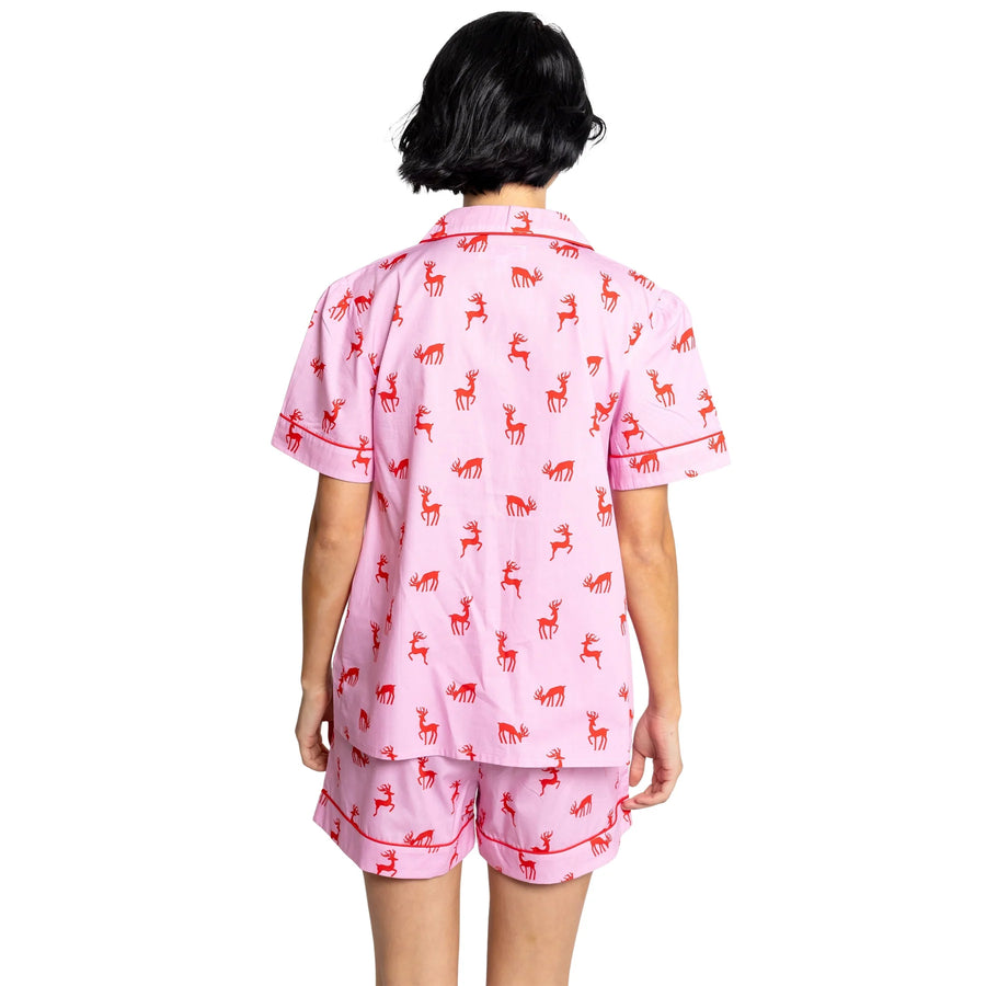 Women's Christmas Reindeer Short PJ Set