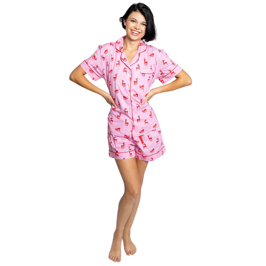 Women's Christmas Reindeer Short PJ Set