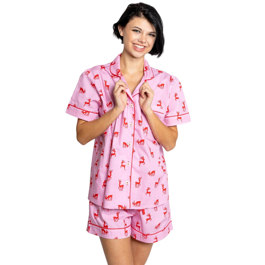 Women's Christmas Reindeer Short PJ Set