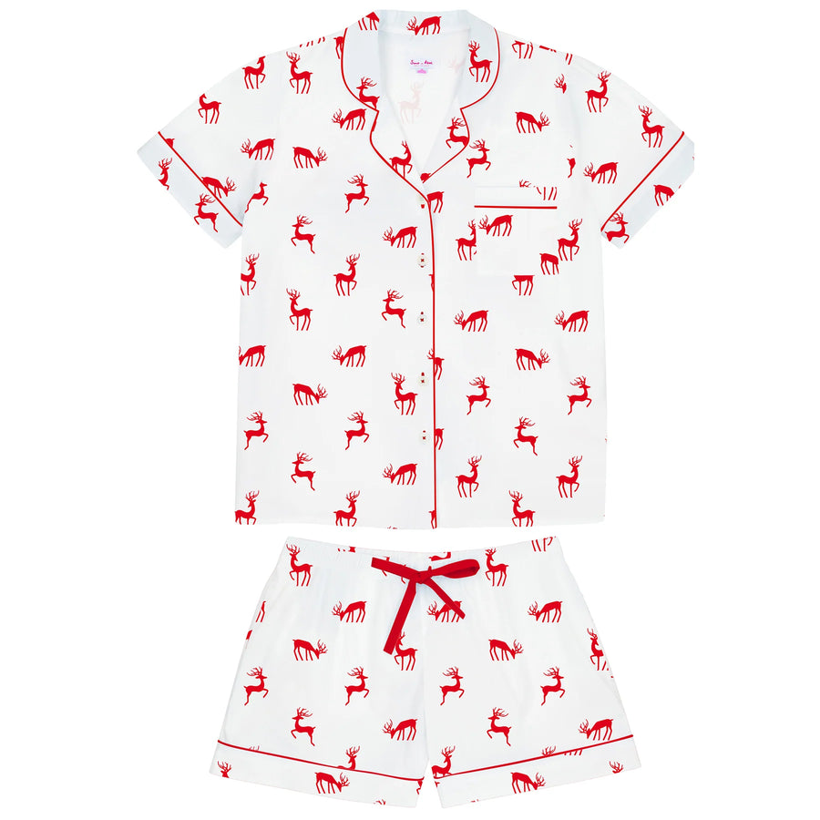 Women's Christmas Reindeer Short PJ Set