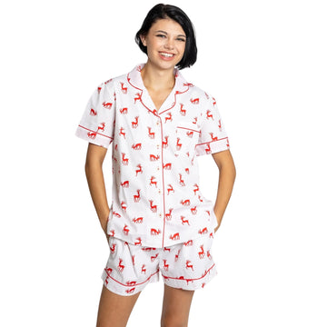 Women's Christmas Reindeer Short PJ Set