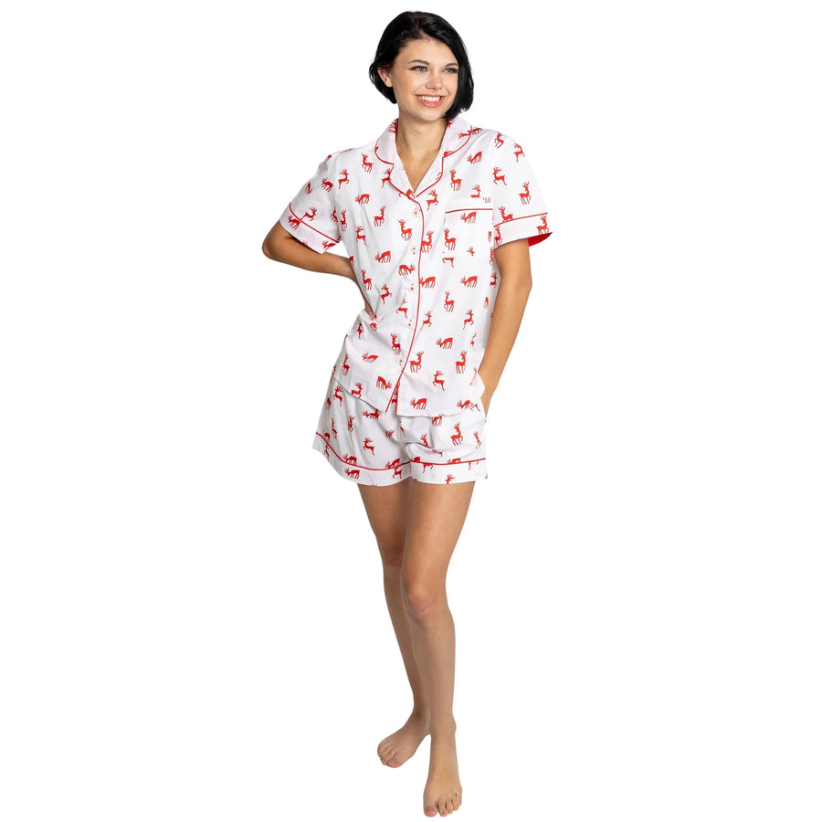 Women's Christmas Reindeer Short PJ Set