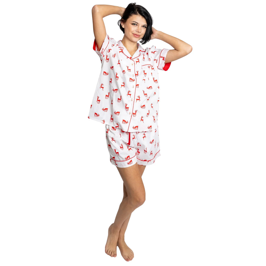 Women's Christmas Reindeer Short PJ Set