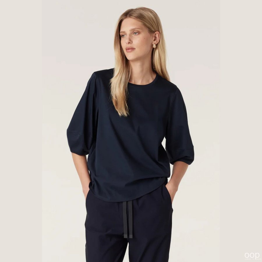 Cable Pima Lantern Sleeve Top