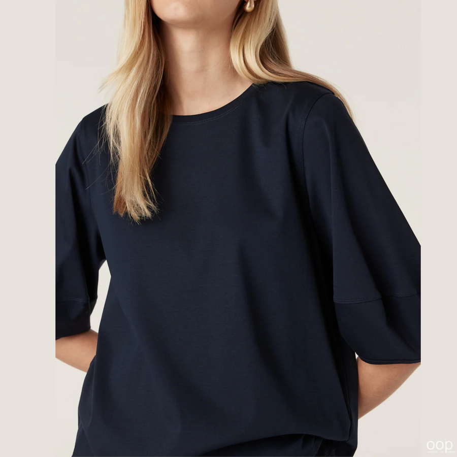 Cable Pima Lantern Sleeve Top