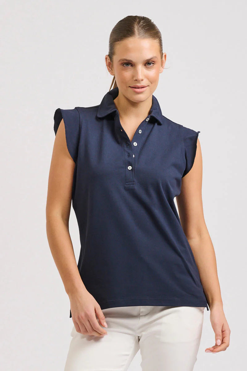 Flutter sleeve polo tee