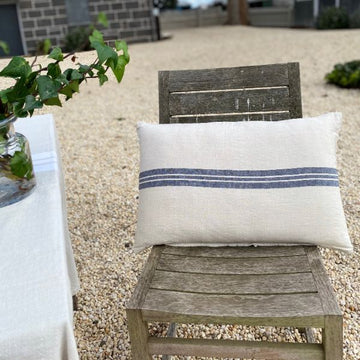 Natural Linen Rectangle Cushion with Stripe