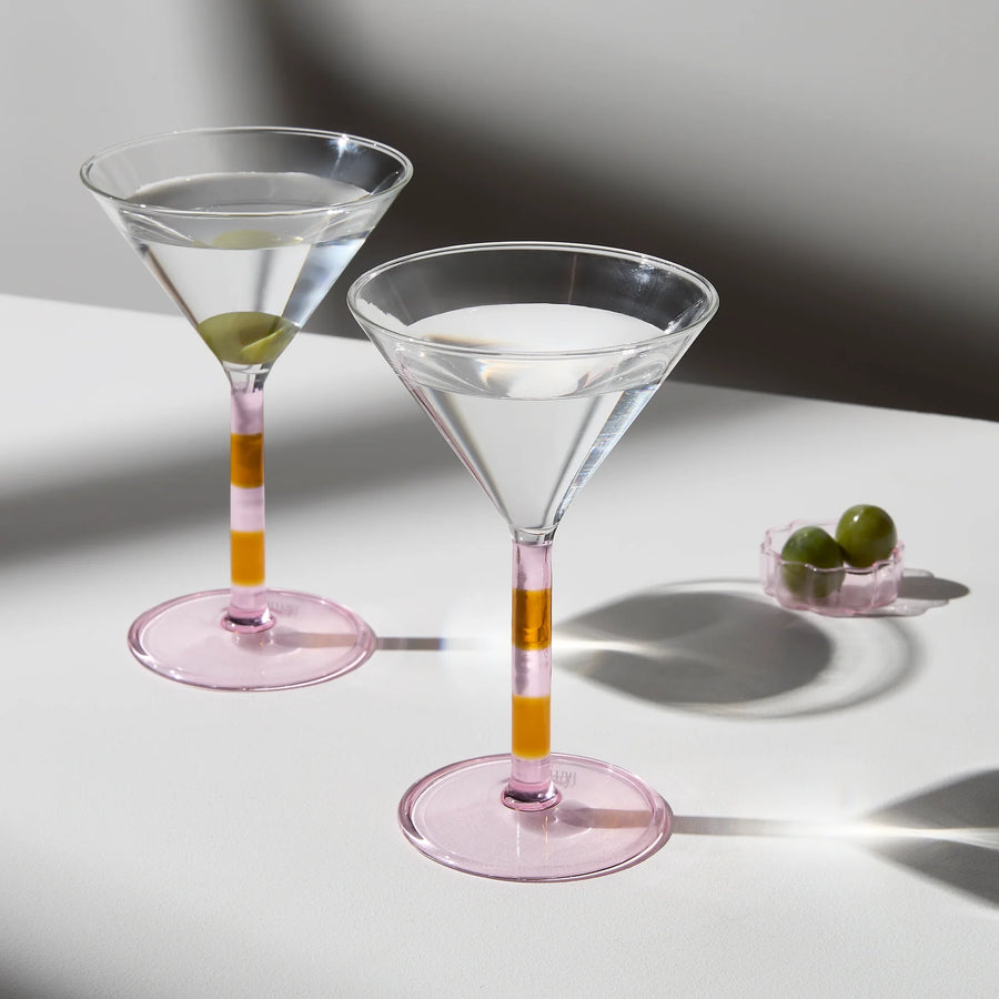 Fazeek Two Tone Striped Martini Glasses