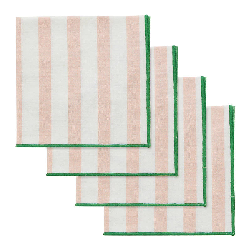 Pink & Emerald Cotton Striped Napkins