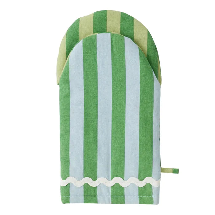 Two-Tone Green Cotton Oven Glove/ Mitt
