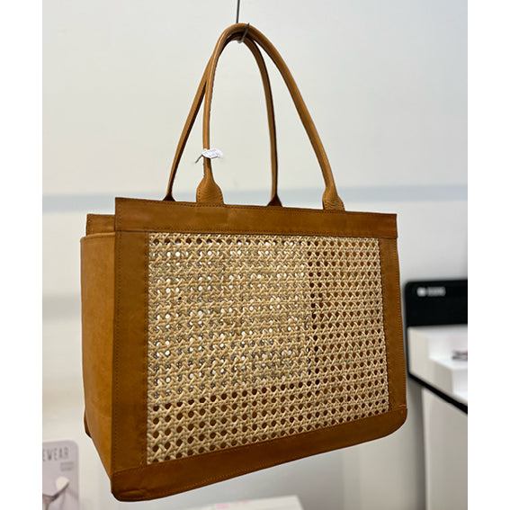 Tan Leather Bag/Basket