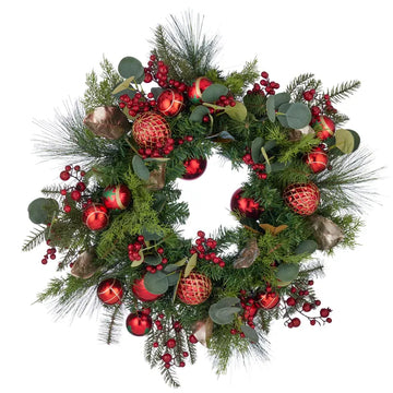 Pine Wreath with Baubles & Berries