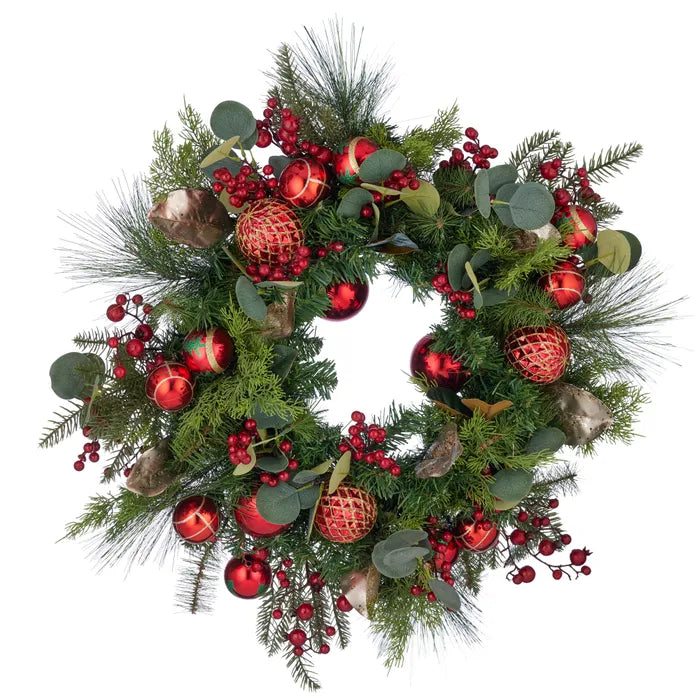 Pine Wreath with Baubles & Berries