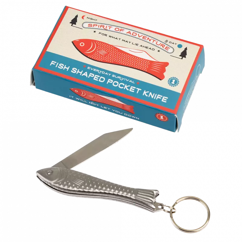 Fish Shaped Pocket Knife Keyring