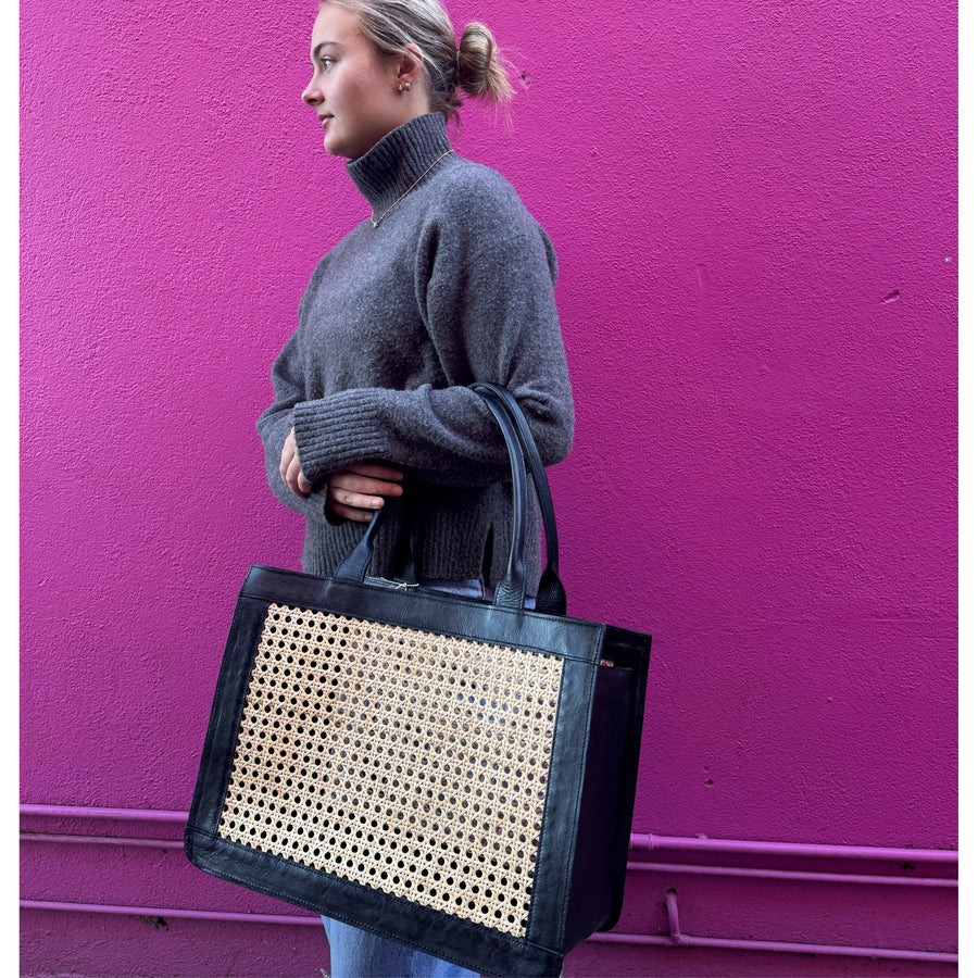 Tan Leather Bag/Basket