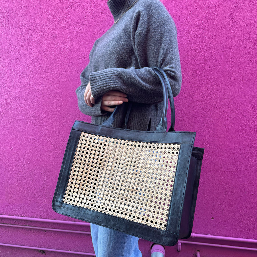 Tan Leather Bag/Basket