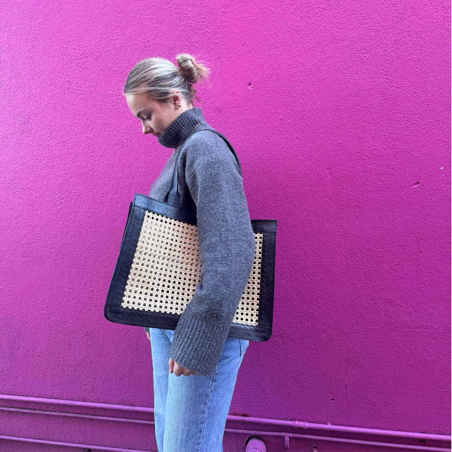 Tan Leather Bag/Basket