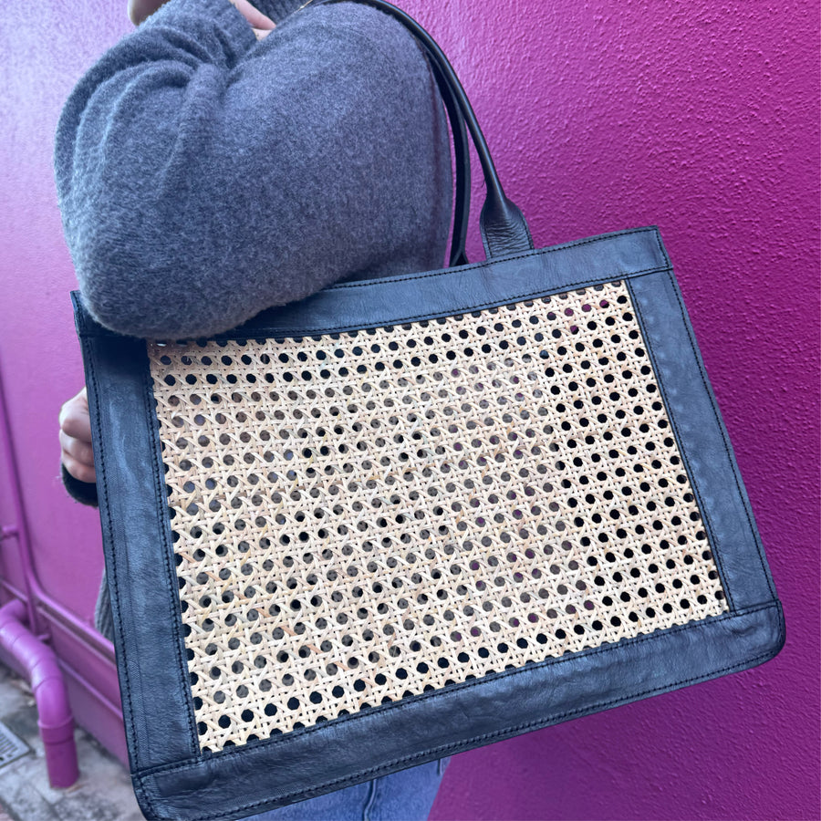 Tan Leather Bag/Basket